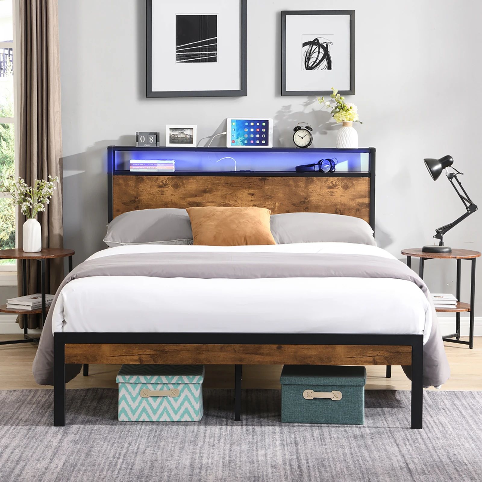 king bed frame with led light